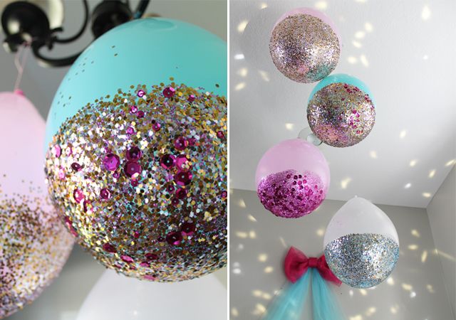 Decoração com balão e glitter